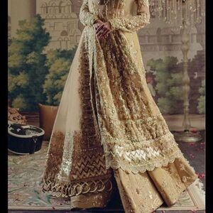 Elan Luxurious Gold Bridal Dress